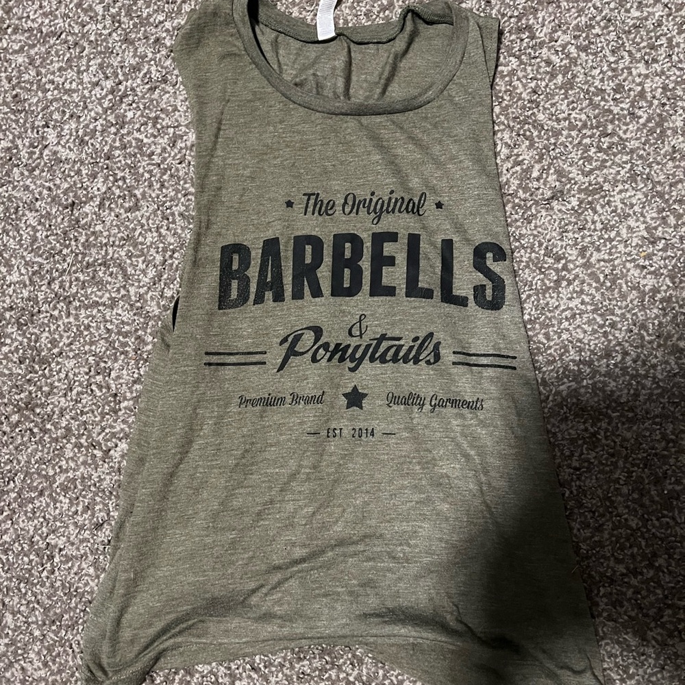 Barbells & Ponytails Army Green Muscle Tank